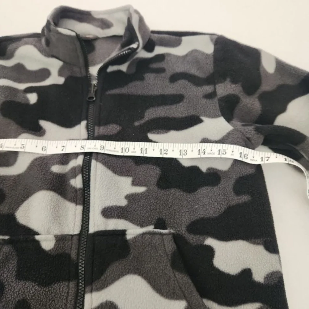 Eddie Bauer Fleece‎ Jacket Kids Size M 10/12 Grey Camo Outdoor Full-Zip Warm - Picture 7 of 8